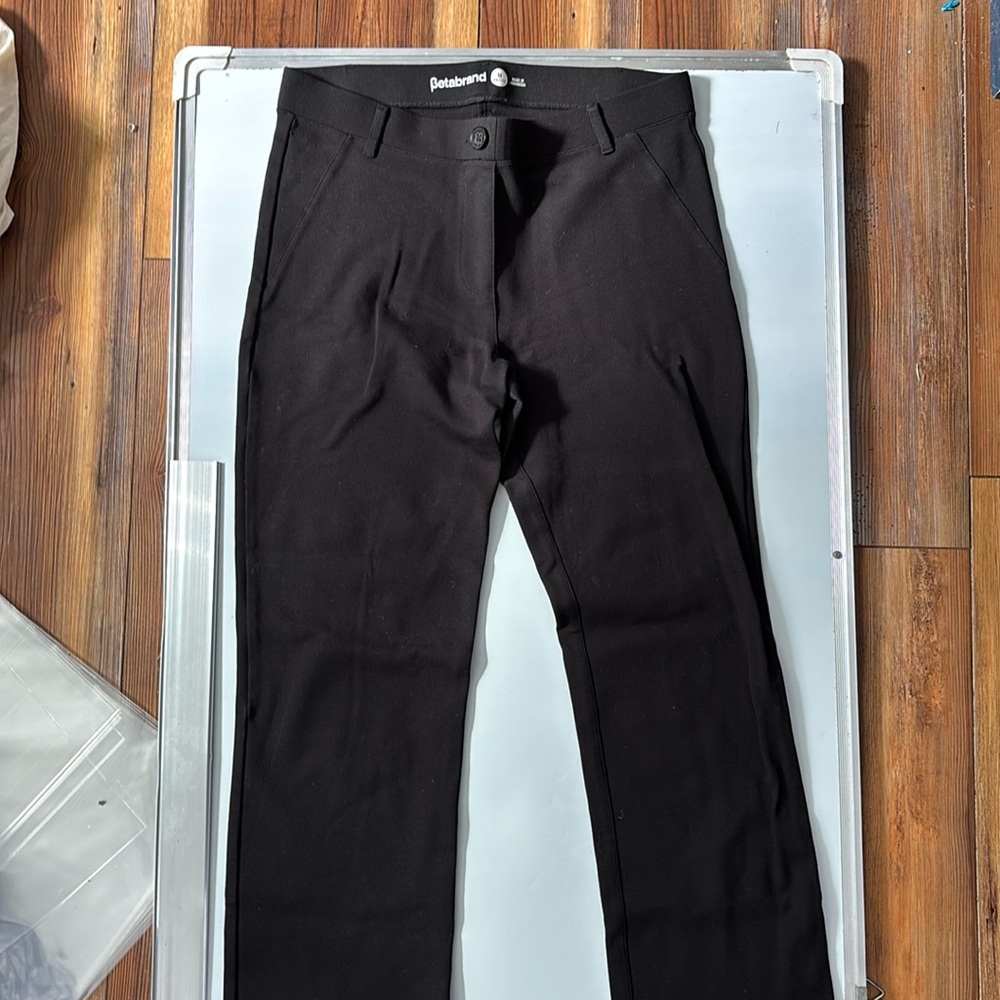 Betabrand Black Stretch Comfortable Normcore Everyday Basics Pants Medium Petite